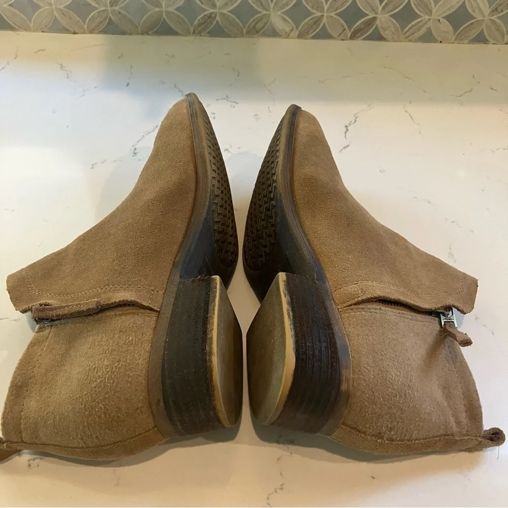 Toms Boots Womens US 9 Deia Ankle Booties Brown Suede Side Zip Heels 10014697 - Picture 7 of 13